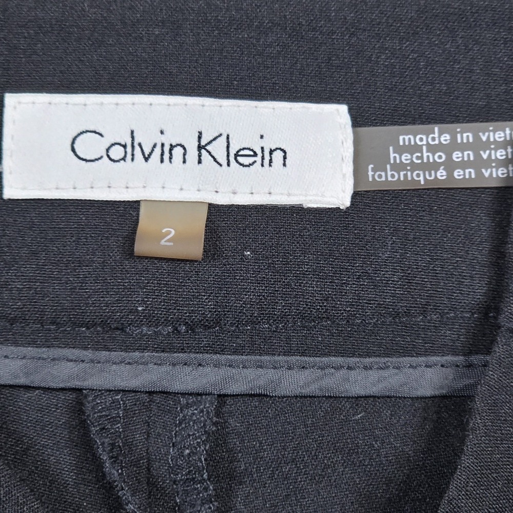 Calvin Klein Womens Sz2 Black Dress Pants Gold Zipper Accent Stretch - Picture 4 of 11